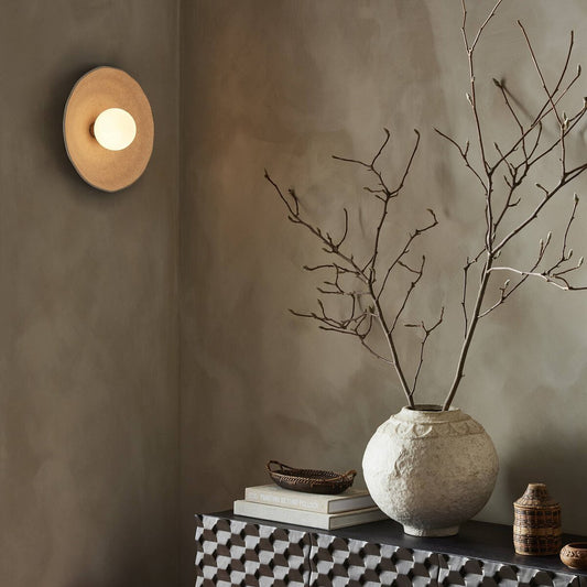 Organic Ceramic Sconce - Light Sand Porcelain Ceramic
