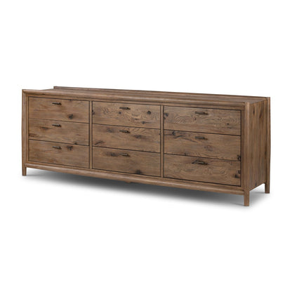 Glenview 9 Drawer Dresser - Weathered Oak