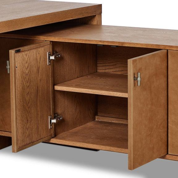 Posada L-Shaped Desk - Amber Oak Veneer
