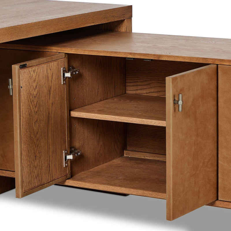 Posada L-Shaped Desk - Amber Oak Veneer