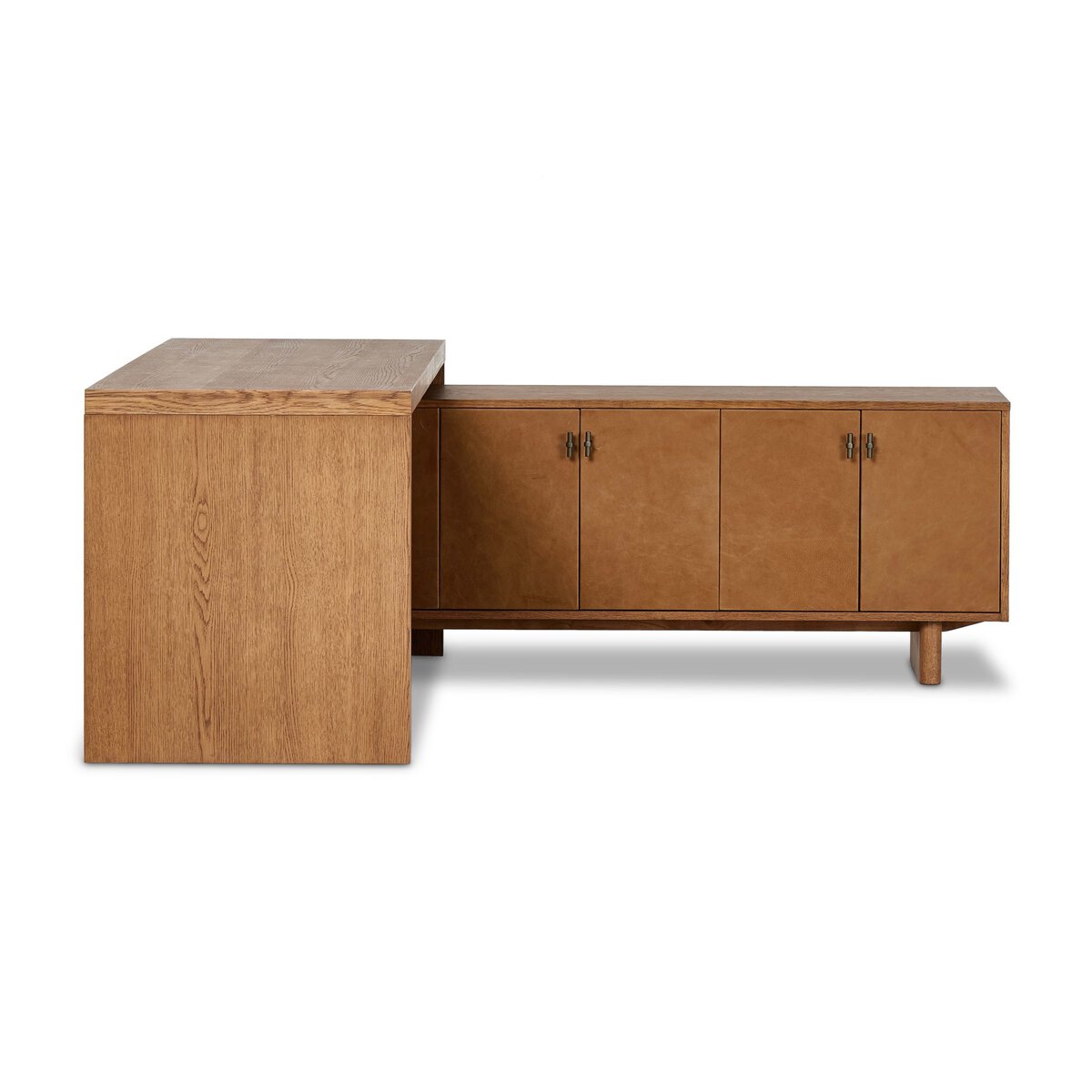 Posada L-Shaped Desk - Amber Oak Veneer