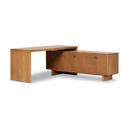 Posada L-Shaped Desk - Amber Oak Veneer