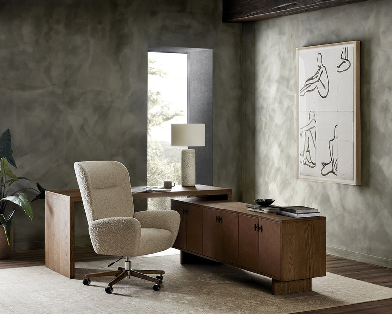 Posada L-Shaped Desk - Amber Oak Veneer
