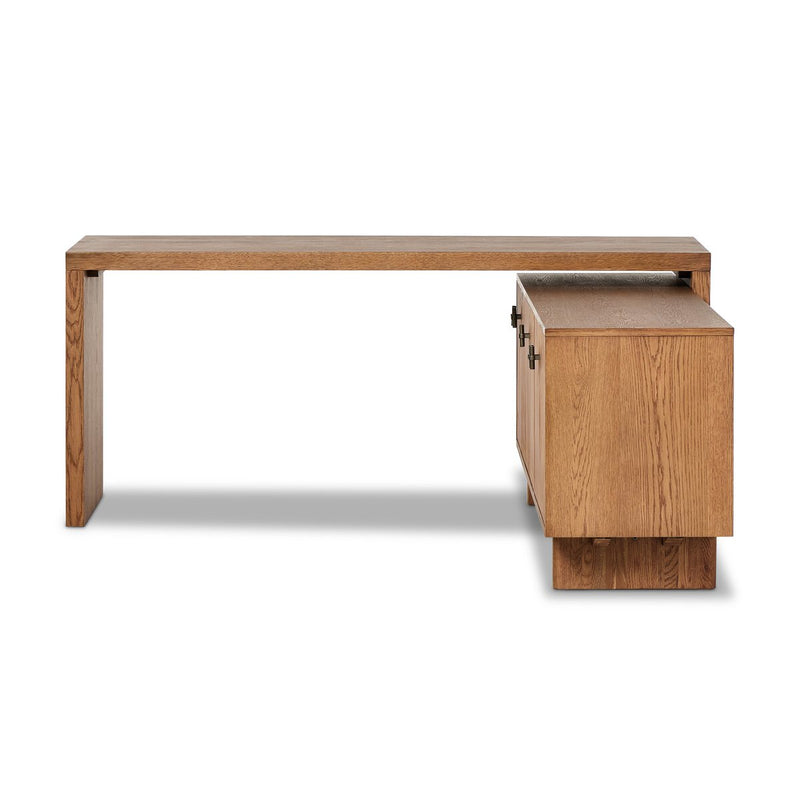 Posada L-Shaped Desk - Amber Oak Veneer