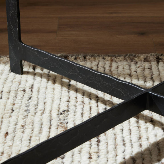 Hammered Iron End Table - White Marble