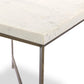 Hammered Iron End Table - White Marble & Antique Brass