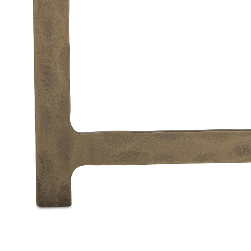 Hammered Iron End Table - White Marble & Antique Brass