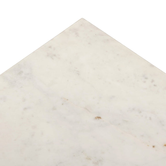 Hammered Iron End Table - White Marble & Antique Brass