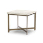Hammered Iron End Table - White Marble & Antique Brass