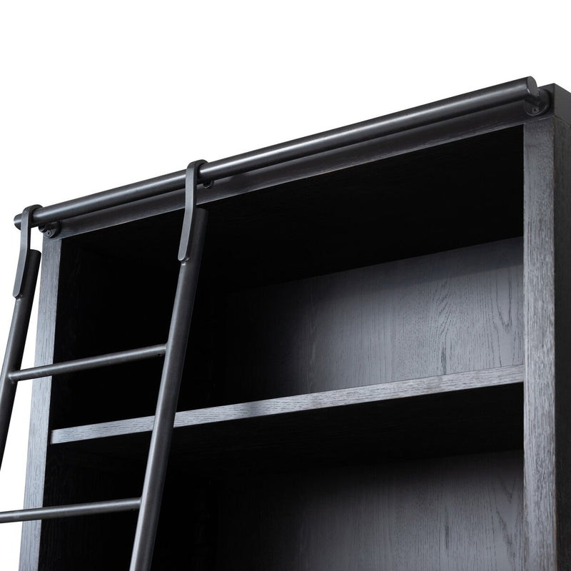Admont Bookcase and Ladder - Worn Black
