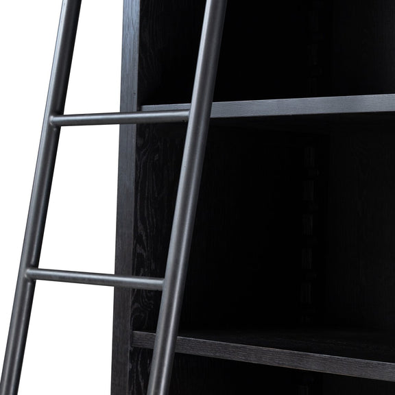 Admont Bookcase and Ladder - Worn Black