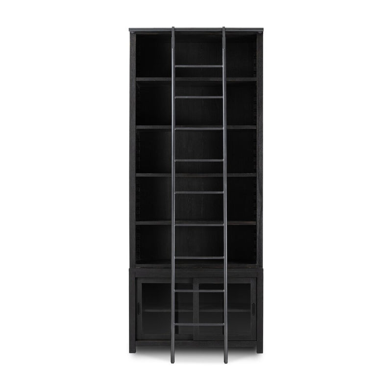 Admont Bookcase and Ladder - Worn Black