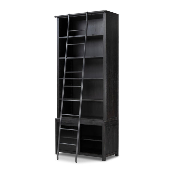Admont Bookcase and Ladder - Worn Black