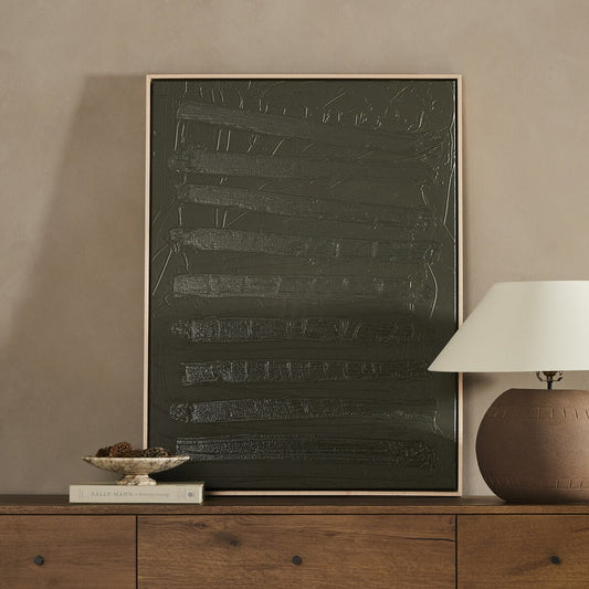 Free Form Lines I Olive by The Holly Collective - Natural Maple Floater