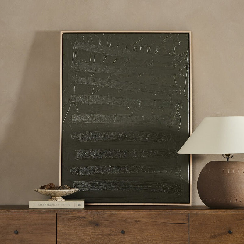 Free Form Lines I Olive by The Holly Collective - Natural Maple Floater
