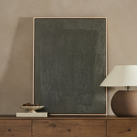Free Form Lines II Olive by The Holly Collective - Natural Maple Floater