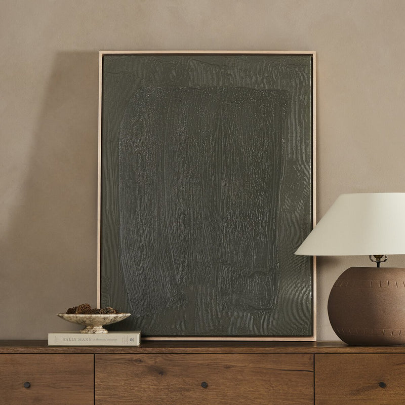 Free Form Lines II Olive by The Holly Collective - Natural Maple Floater