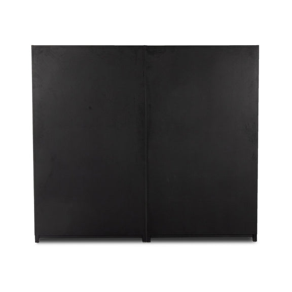 Millie Panel and Glass Door Double Cabinet - Drifted Matte Black