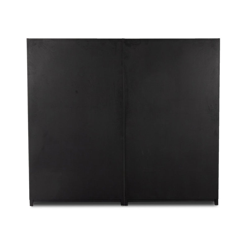 Millie Panel and Glass Door Double Cabinet - Drifted Matte Black