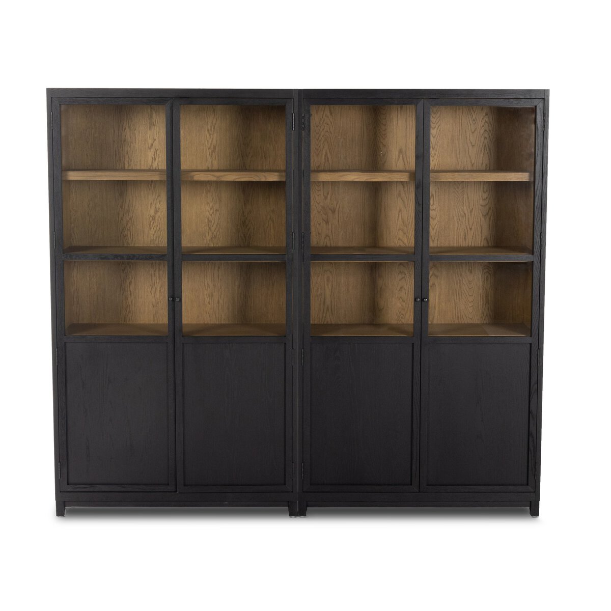 Millie Panel and Glass Door Double Cabinet - Drifted Matte Black