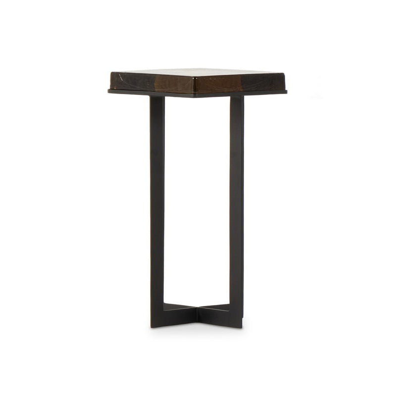 Giselle End Table - Amber Cast Glass