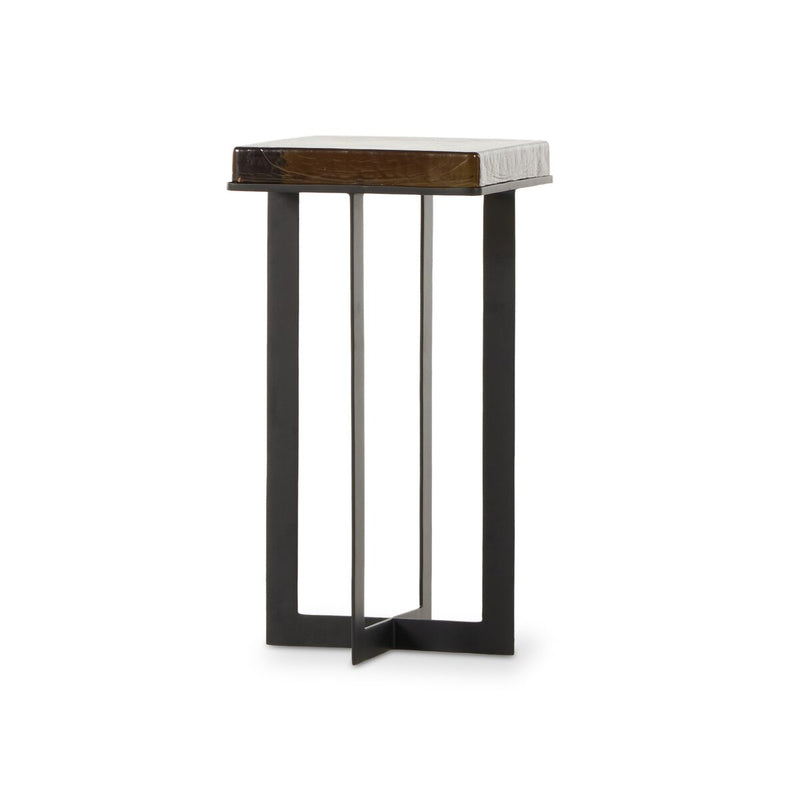 Giselle End Table - Amber Cast Glass