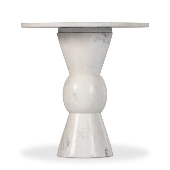Fox End Table - Polished White Marble