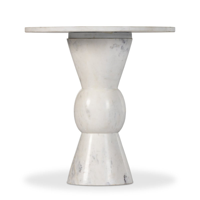 Fox End Table - Polished White Marble