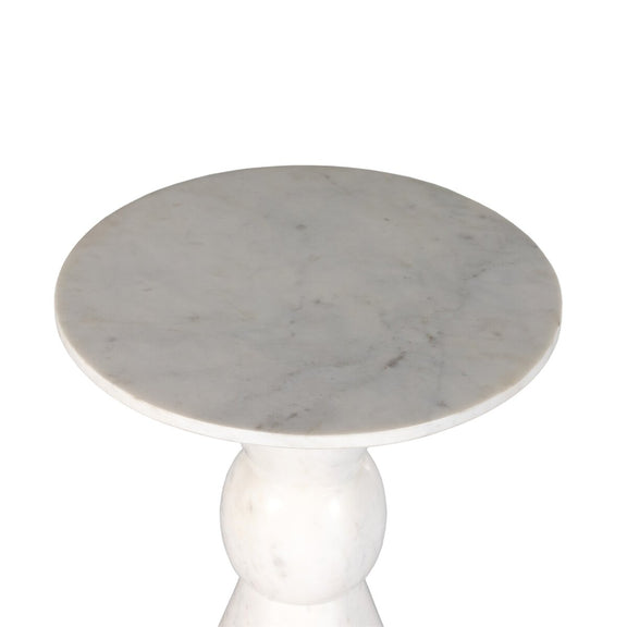 Fox End Table - Polished White Marble