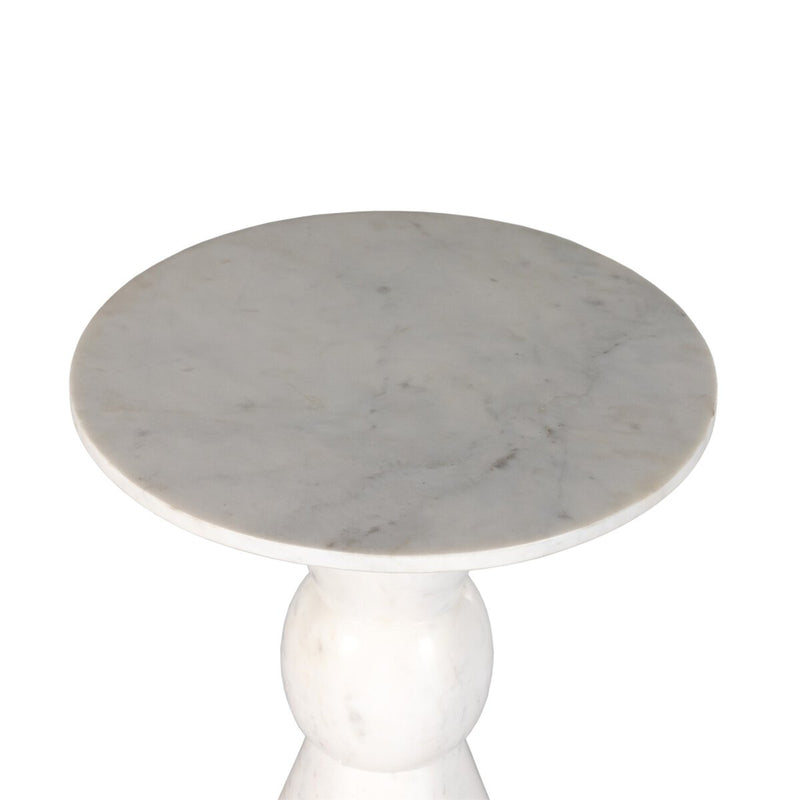 Fox End Table - Polished White Marble