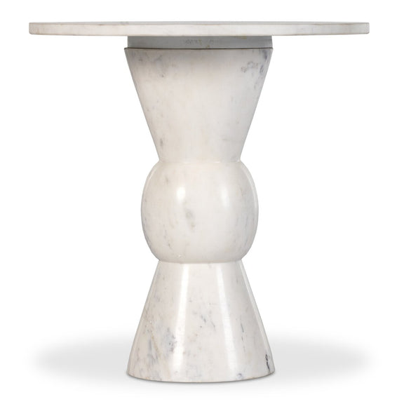 Fox End Table - Polished White Marble