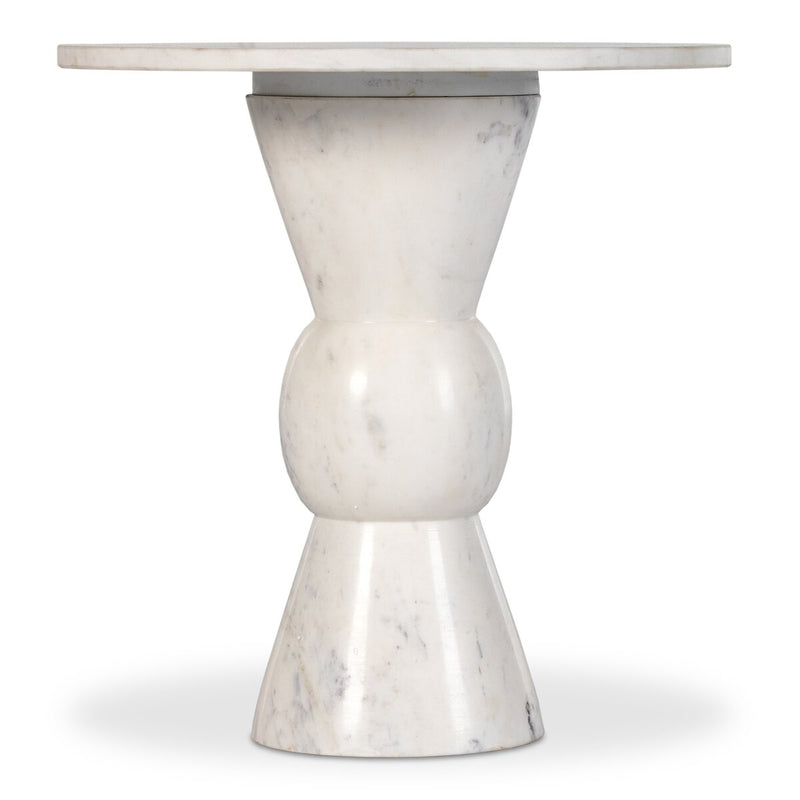 Fox End Table - Polished White Marble