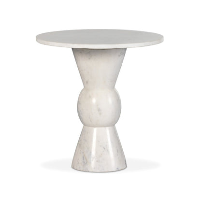 Fox End Table - Polished White Marble