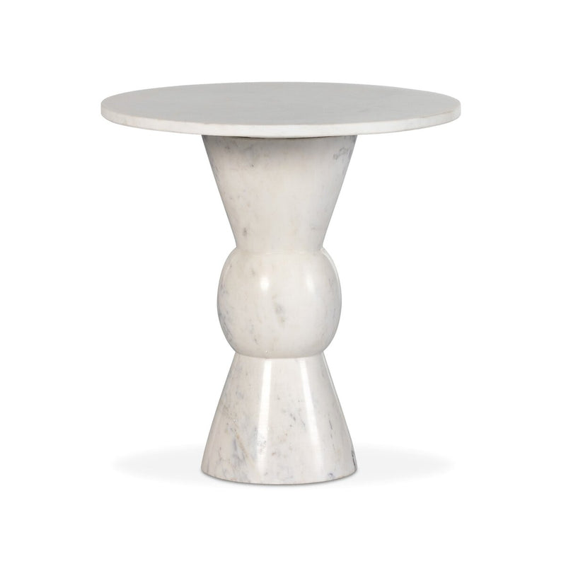 Fox End Table - Polished White Marble