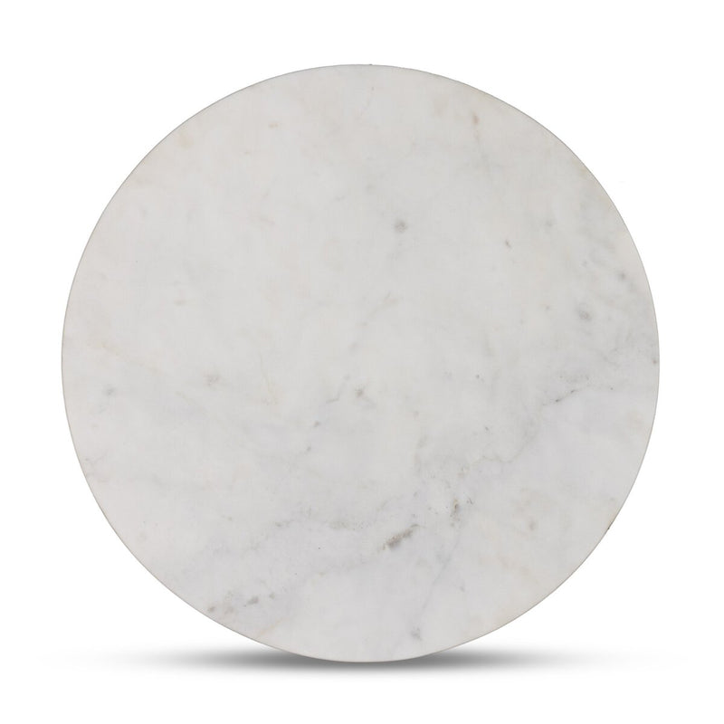 Fox End Table - Polished White Marble