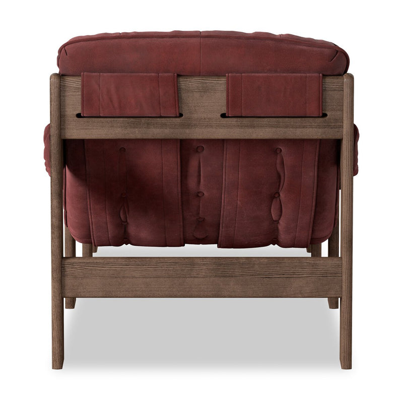 Halston Chair With Ottoman - Nubuck Burgundy