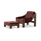 Halston Chair With Ottoman - Nubuck Burgundy