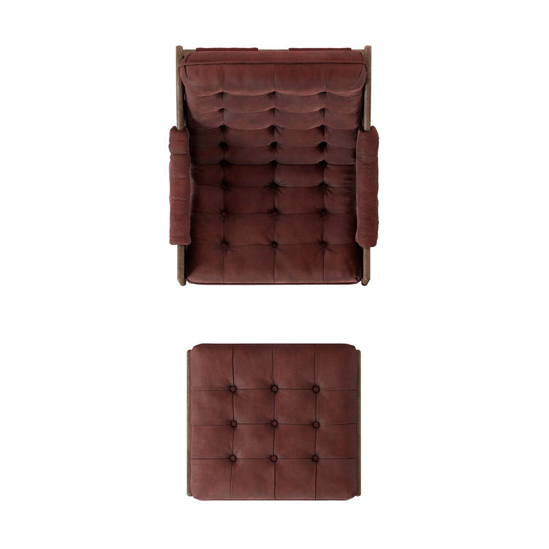 Halston Chair With Ottoman - Nubuck Burgundy