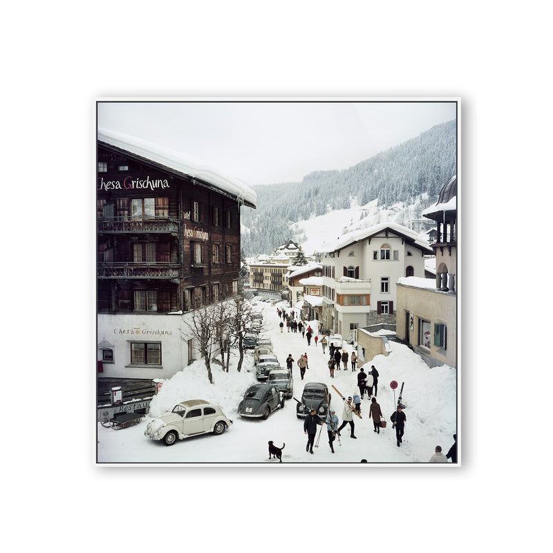 Klosters by Slim Aarons - White Maple Floater