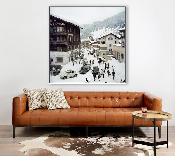 Klosters by Slim Aarons - White Maple Floater