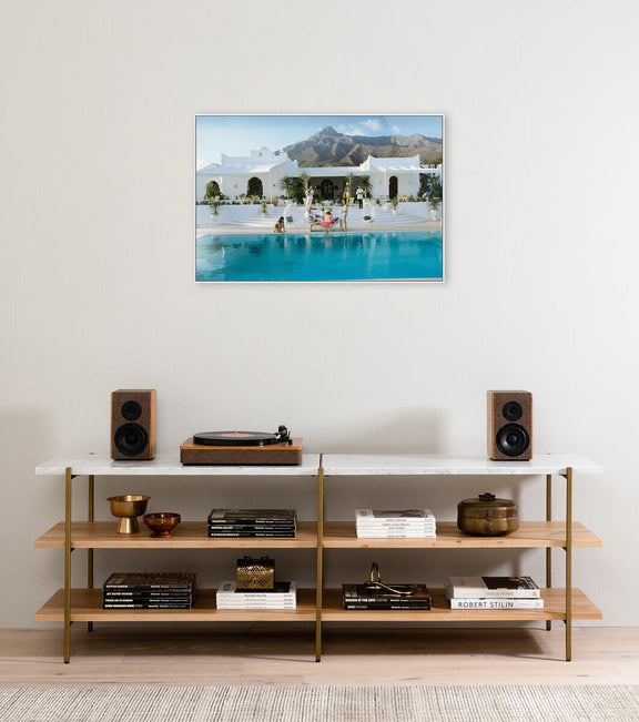 Pool At El Venerol by Slim Aarons - White Maple Floater