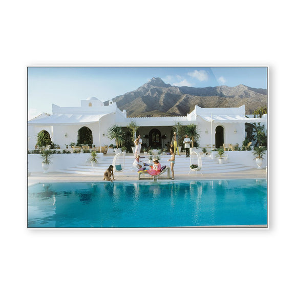 Pool At El Venerol by Slim Aarons - White Maple Floater