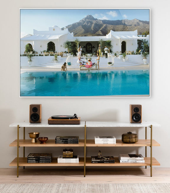 Pool At El Venerol by Slim Aarons - White Maple Floater