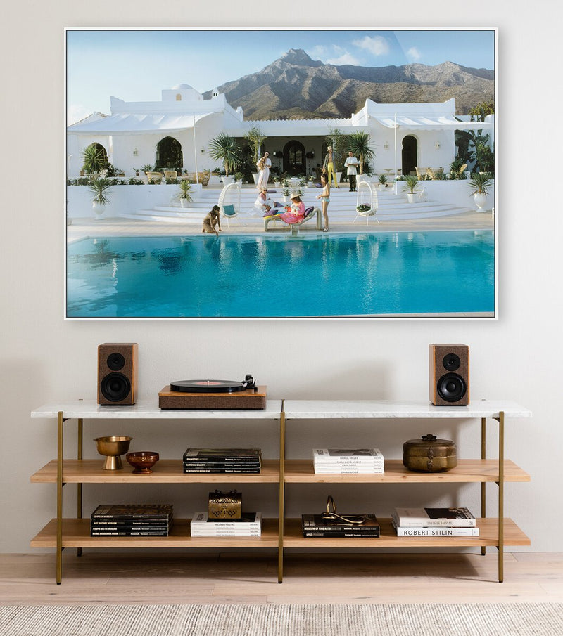 Pool At El Venerol by Slim Aarons - White Maple Floater