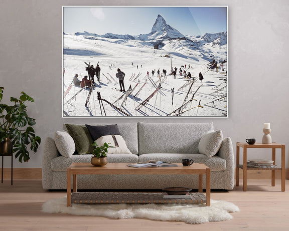 Zermatt Skiing I by Slim Aarons - White Maple Floater