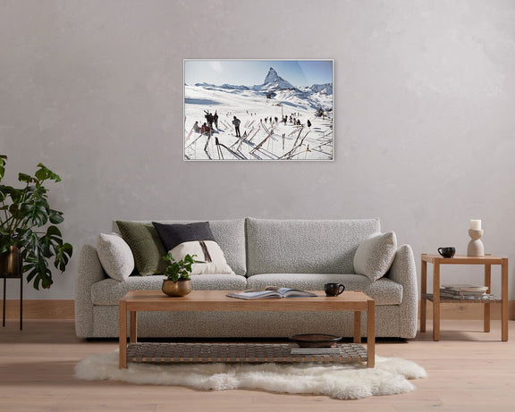 Zermatt Skiing I by Slim Aarons - White Maple Floater