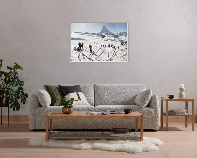 Zermatt Skiing I by Slim Aarons - White Maple Floater