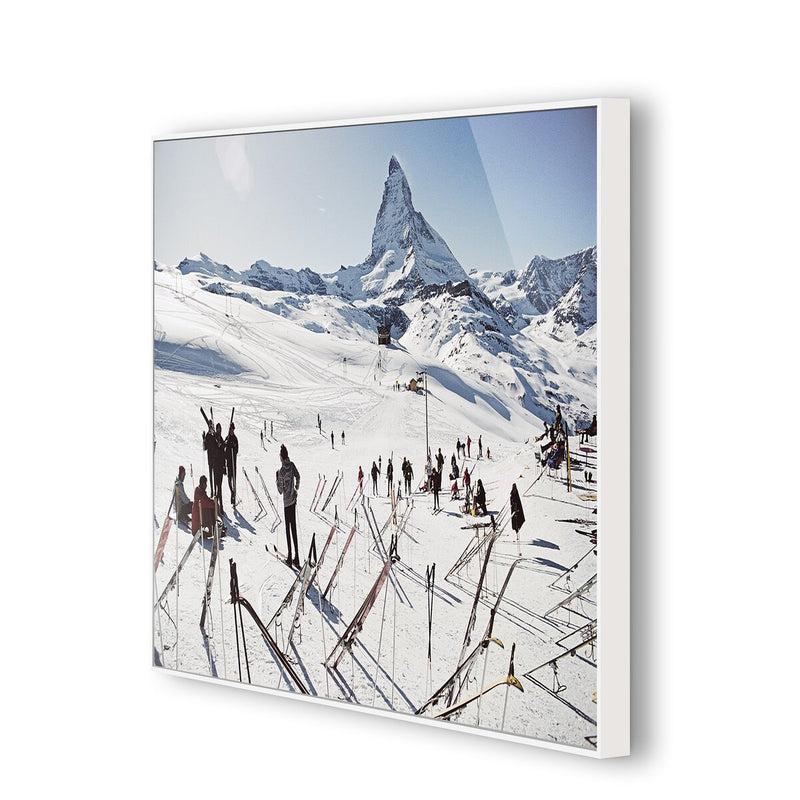 Zermatt Skiing I by Slim Aarons - White Maple Floater