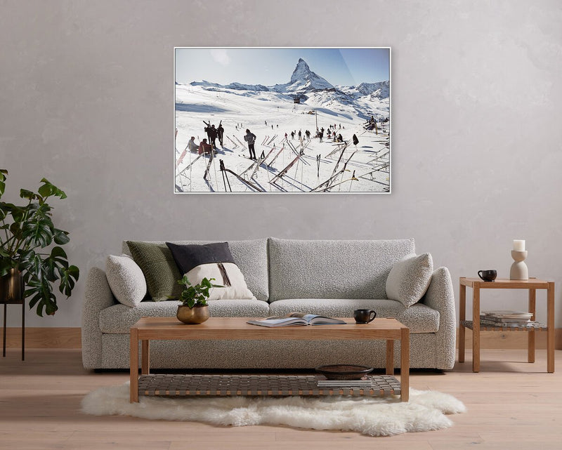 Zermatt Skiing I by Slim Aarons - White Maple Floater