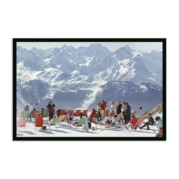 Lounging In Verbier by Slim Aarons - Black Maple